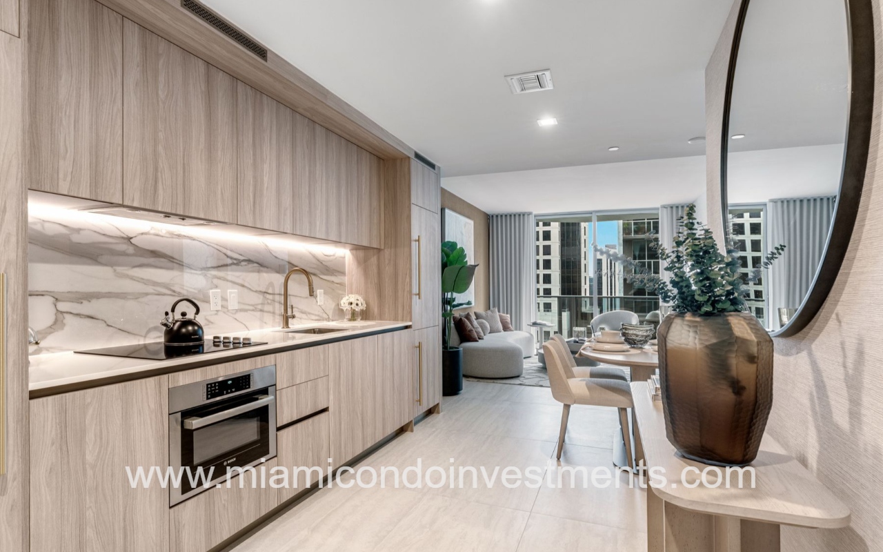 Viceroy Brickell view of kitchen and living area long view