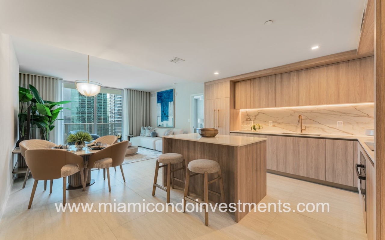 Viceroy Brickell wide view of kitchen to living area
